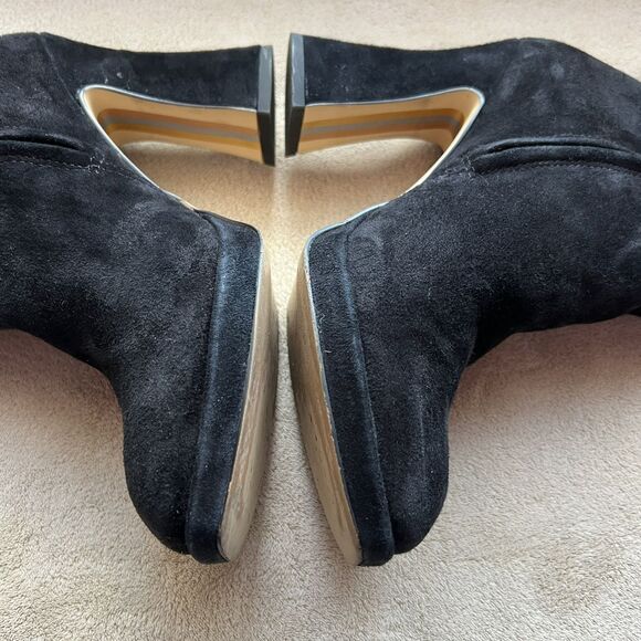 Sam Edelman Jaye Black Suede Heeled Platform Boots Booties Women’s 6 Side Zip - Picture 7 of 16